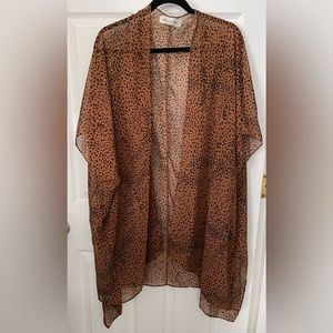 🌺 EDEN IN LOVE Boutique Leopard Sheer Hi/Lo Kimono Size OS Boho